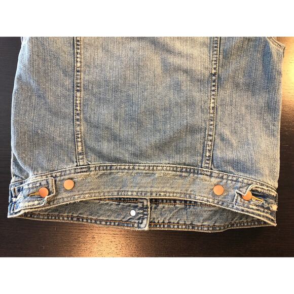 GAP Women's Small Denim Jacket Lily Flap Pocket Distressed Jean VTGNICSN 305753 - Picture 7 of 12